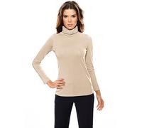 Rollkragenshirt HEINE "Rollkragen-Shirt", Damen, Gr. 44, beige (sand), 95% Baumwolle, 5% Elasthan, unifarben, Shirts (58183104-44) sand