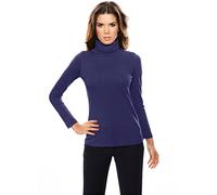 Rollkragenshirt HEINE "Rollkragen-Shirt", Damen, Gr. 44, lila (pflaume), 95% Baumwolle, 5% Elasthan, unifarben, Shirts (90032912-44) pflaume