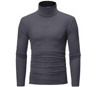 Rollkragenshirt Herren Winter Slim Fit Rollkragenpullover Rollkragen Schwarz Thermo Rolli Turtleneck Dünn Langarmshirt Elastisch Regular Einfarbig Unterzieh Männer Sweatshirt (01 Dunkelgrau, XL)