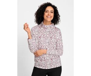 Rollkragenshirt INSPIRATIONEN "Druck-Shirt", Damen, Gr. 36, lila (ecru, mauve, bedruckt), 50% Baumwolle, 50% Modal, bedruckt, geblümt, gemustert, mehrfarbig, Shirts (75319514-36) ecru, mauve, bedruckt