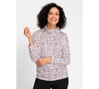 Rollkragenshirt INSPIRATIONEN "Druck-Shirt", Damen, Gr. 42, lila (ecru, mauve, bedruckt), 50% Baumwolle, 50% Modal, bedruckt, geblümt, gemustert, mehrfarbig, Shirts (75319514-42) ecru, mauve, bedruckt