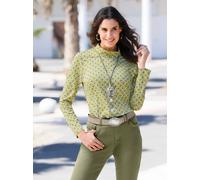 Rollkragenshirt INSPIRATIONEN "Rollkragen-Shirt", Damen, Gr. 38, grün (ecru, schilf, bedruckt), 50% Baumwolle, 50% Modal, bedruckt, gemustert, mehrfarbig, Shirts (48170660-38) ecru, schilf, bedruckt