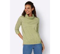 Rollkragenshirt INSPIRATIONEN "Rollkragen-Shirt", Damen, Gr. 38, grün (lindgrün, ecru, bedruckt), 100% Baumwolle, bedruckt, gemustert, mehrfarbig, Shirts (84317132-38) lindgrün, ecru, bedruckt