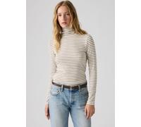 Rollkragenshirt LEVI'S "HAYES LS LAYERING TURTLENECK", Damen, Gr. S (36), beige (aries stripe heather braun), Feinripp, Obermaterial: 96% Baumwolle, 4% Elasthan, gestreift, figurbetont hüftlang, ohne 