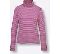Rollkragenshirt magenta-ecru-geringelt 50