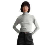 Rollkragenshirt MARC O'POLO DENIM "slim fit aus Rippjersey", Damen, Gr. L, stone melange, Rippware, Obermaterial: 96% Baumwolle, 4% Elasthan, slim fit, Rundhals, Shirts (83510866-L) stone melange