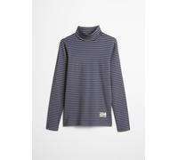 Rollkragenshirt MARC O'POLO, Mädchen, Gr. 140, night blau, Jersey, Obermaterial: 100% Baumwolle, geringelt, normal, Shirts, geringelt, Rollkragen (47908840-140) night blau