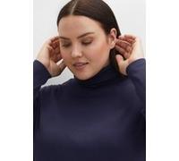 Langarmshirt SHEEGO "Rollkragen-Shirt", Damen, Gr. 52/54, blau (marine), 100% Baumwolle, unifarben, Shirts Langarmshirt (37870547-52) marine
