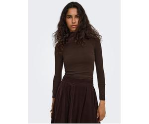 Rollkragenshirt ONLY "ONLGLAMOUR L/S ROLL-NECK TOP JRS NOOS", Damen, Gr. S, schwarz coffee, Jersey, Obermaterial: 61% Polyester, 33% Viskose, 6% Elasthan, unifarben, slim fit normal, Rundhals, Shirts,