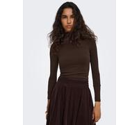 Rollkragenshirt ONLY "ONLGLAMOUR L/S ROLL-NECK TOP JRS NOOS", Damen, Gr. XL, schwarz coffee, Jersey, Obermaterial: 61% Polyester, 33% Viskose, 6% Elasthan, unifarben, slim fit normal, Rundhals, Shirts