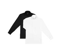 Rollkragenshirt RAGMAN "Set:", Herren, Gr. M, schwarz-weiß (weiß schwarz, 001), Jersey, Baumwolle, regular fit, Shirts (63725605-M) weiß schwarz, 001