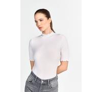 Rollkragenshirt RICHROYAL, Damen, Gr. L, weiß (pearl weiß), Single Jersey, Obermaterial: 95% Lyocell, 5% Elasthan, unifarben, regular fit normal, Rundhals, eingesetzt gewellter Abschluss, Shirts, mit 