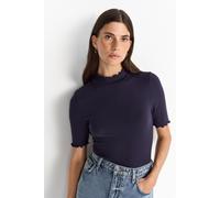 Rollkragenshirt RICHROYAL, Damen, Gr. XS, blau (midnight blau), Single Jersey, Obermaterial: 95% Lyocell, 5% Elasthan, unifarben, regular fit normal, Rundhals, eingesetzt gewellter Abschluss, Shirts, 