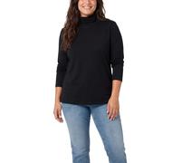 Rollkragenshirt S.OLIVER CURVE, Damen, Gr. 44, schwarz, Web, Obermaterial: 100% Baumwolle, unifarben, lässig geschnitten hüftbedeckend, Rundhals, abgesteppte Kante, 20_2_7_Shirts, Langarm / unifarben 