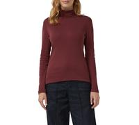 Rollkragenshirt S.OLIVER, Damen, Gr. 34, rot (dunkelrot), Rippware, Obermaterial: 100% Baumwolle, unifarben, normal, Rundhals, abgesteppte Kante, Shirts, im Slim Fit, Langarm (42078015-34) dunkelrot