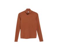 Rollkragenshirt S.OLIVER, Damen, Gr. 38, braun (schwarz caramel), Web, Obermaterial: 95% Viskose, 5% Elasthan, unifarben, körpernah hüftbedeckend, Rundhals, Bündchen, 20_2_7_Shirts, Langarmshirt mit V
