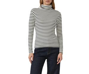 Rollkragenshirt S.OLIVER, Damen, Gr. 40, blau, Web, Obermaterial: 100% Baumwolle, gestreift, regular fit normal, ohne Ausschnitt, gerader Abschluss, Shirts, mit Streifen Muster (35972157-40) blau