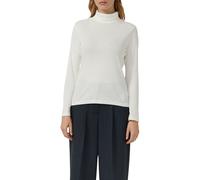 Rollkragenshirt S.OLIVER, Damen, Gr. 42, beige (ecru), Rippware, Obermaterial: 100% Baumwolle, normal, Rundhals, abgesteppte Kante, Shirts, im Slim Fit, Langarm (44950222-42) ecru