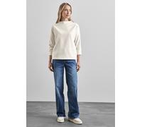 Rollkragenshirt STREET ONE, Damen, Gr. 40, weiß (lucid weiß), Stoff, 79% Polyester, 19% Viskose, 2% Elasthan, unifarben, normal 3/4-Länge, hoch geschlossener Ausschnitt, Bündchen, Shirts, mit 3/4 Ärme