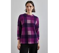 Rollkragenshirt STREET ONE, Damen, Gr. 46, pink (sunrise pink), Stoff, 65% Nylon, 20% Polyester, 15% Viskose, kariert, normal normal, hoch geschlossener Ausschnitt, Bündchen, Shirts, mit 3/4 Ärmeln (5