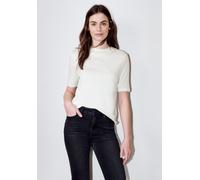 Rollkragenshirt STREET ONE STUDIO, Damen, Gr. 42, sanftes weiß, Web, 50% Baumwolle, 50% Modal, unifarben, Basic, normal normal, hoch geschlossener Ausschnitt, abgesteppt, Shirts, mit Turtleneck (54497