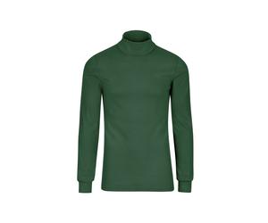 Rollkragenshirt TRIGEMA "TRIGEMA Langarm Ski- und Sport-Rollkragenpullover", Damen, Gr. L, efeu, Feinripp, 100% Baumwolle (Bio-Baumwolle kbA), Basic, normal, ohne Ausschnitt, Shirts (75018155-L) efeu