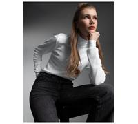 Rollkragenshirt TRIGEMA "TRIGEMA Langarm Ski- und Sport-Rollkragenpullover", Damen, Gr. L, weiß, Feinripp, 100% Baumwolle (Bio-Baumwolle kbA), Basic, normal, ohne Ausschnitt, Shirts (61642469-L) weiß