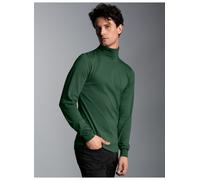 Rollkragenshirt TRIGEMA "TRIGEMA Langarm Ski- und Sport-Rollkragenpullover", Herren, Gr. L, grün (efeu), Feinripp, 100% Baumwolle (Bio-Baumwolle kbA), Basic, normal, ohne Ausschnitt, Shirts (54947918-