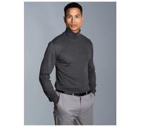 Rollkragenshirt TRIGEMA "TRIGEMA Langarm Ski- und Sport-Rollkragenpullover", Herren, Gr. XXL, grau (anthrazit, melange), 100% Baumwolle (Bio-Baumwolle kbA), Basic, Shirts (33424906-XXL) anthrazit, mel