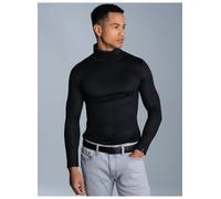 Rollkragenshirt TRIGEMA "TRIGEMA Rollkragenshirt", Herren, Gr. M, schwarz, Feinstrick, 95% Baumwolle, 5% Elastan, Basic, normal, ohne Ausschnitt, Shirts (406075-M) schwarz