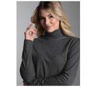 Rollkragenshirt TRIGEMA "TRIGEMA Rollkragenshirt", Damen, Gr. XL, grau (anthazit, melange), Feinstrick, 95% Baumwolle, 5% Elastan, Basic, normal, ohne Ausschnitt, Shirts (62440105-XL) anthazit, melang