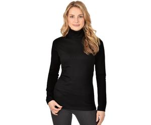 Rollkragenshirt TRIGEMA "TRIGEMA Rollkragenshirt", Damen, Gr. XL, schwarz, Feinstrick, 95% Baumwolle, 5% Elastan, Basic, normal, ohne Ausschnitt, Shirts (12192453-XL) schwarz