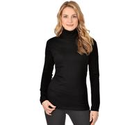 Rollkragenshirt TRIGEMA "TRIGEMA Rollkragenshirt", Damen, Gr. XS, schwarz, Feinstrick, 95% Baumwolle, 5% Elastan, Basic, normal, ohne Ausschnitt, Shirts (12192453-XS) schwarz