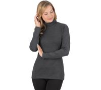 Rollkragenshirt TRIGEMA "TRIGEMA Rollkragenshirt", Damen, Gr. XXL, grau (anthazit, melange), Feinstrick, 95% Baumwolle, 5% Elastan, Basic, normal, ohne Ausschnitt, Shirts (62440105-XXL) anthazit, mela