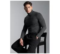 Rollkragenshirt TRIGEMA "TRIGEMA Rollkragenshirt", Herren, Gr. L, grau (anthazit, melange), Feinstrick, 95% Baumwolle, 5% Elastan, Basic, normal, ohne Ausschnitt, Shirts (406048-L) anthazit, melange