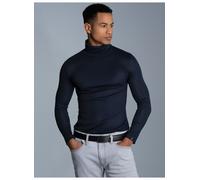 Rollkragenshirt TRIGEMA "TRIGEMA Rollkragenshirt", Herren, Gr. M, blau (navy), Feinstrick, 95% Baumwolle, 5% Elastan, Basic, normal, ohne Ausschnitt, Shirts (406122-M) navy