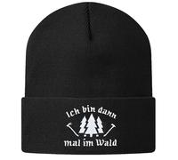 Rollmütze Ich Bin dann mal im Wald | gesticktes Motiv | Schwarz, Stick in weiß