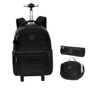 Rollrucksack for Mädchen, Schüler, Bücher, Laptop-Rucksack auf Rädern, Schultrolley, Tasche for kurze Reisen für Jungen und Mädchen(Black)