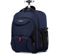 Rollrucksack für Erwachsene, 17 Zoll Laptop-Reiserucksack mit Rollen, wasserdichte Rucksäcke mit Rädern, für Damen und Herren, großer College-Business-Koffer, Roller-Büchertasche, Blau