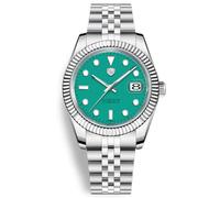 RollsTimi Herrenuhr mit Automatikaufzug, Kaliber NH35A, 40-mm-Edelstahlgehäuse, wasserdichte Herrenuhr mit Leuchtzeigern und Wochentag, Mode, Business, sportlich (RT-7930 Grün A)