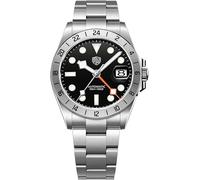 RollsTimi Luxury Herren-Armbanduhr, automatisch, NH34, mit Bewegungsfunktion, beleuchtet, 100 m, wasserdicht, Edelstahl, Business-Sportuhr, Schwarz , Armband