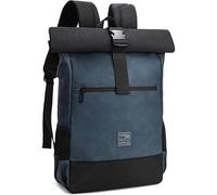 Rolltop Laptop Rucksack Leder Polyester USB 17 Zoll Damen Herren Blau
