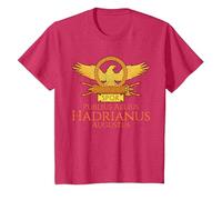 Roman Emperor T-Shirt - Hadrian - SPQR Roman Empire Geschenk T-Shirt, Kinder, Rot Meliert, 104