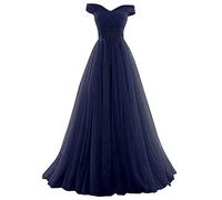 Romantic-Fashion Damen Ballkleid Abendkleid Brautkleid Lang Modell E270-E275 Rüschen Schnürung Tüll DE Dunkelblau Größe 42