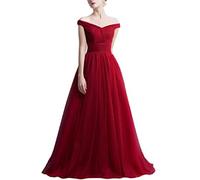 Romantic-Fashion Damen Ballkleid Abendkleid Brautkleid Lang Modell E270-E275 Rüschen Schnürung Tüll DE Bordeauxrot Größe 36