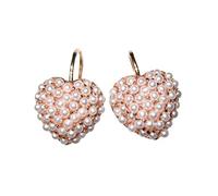 Romantische Ohrringe Herz-Form Süßwasser-Perlen klein Klappbügel Sterling-Silber vergoldet Rot-Vergoldung 18 Karat Geschenk Geburtstag Handarbeit Italien