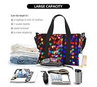 Romantische rote Herz-Druck-Handgepäcktasche, Reisetasche, persönliche Gegenstände, für Reisen, Fitnessstudio, Sport, Wochenende, Schwarz , Einheitsgröße