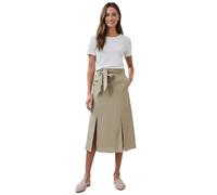 romantischer Damen Sommer-Rock mit Bindegürtel aus reinem Leinen Midi-Rock 927542 Khaki 46