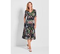 Romantisches Kleid mit floralem Alloverdruck blau 48