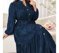 Romantisches langärmliges, locker geschnittenes und mehrlagiges Kleid mit Aussparungen für Frühling & Sommer, Große Größen